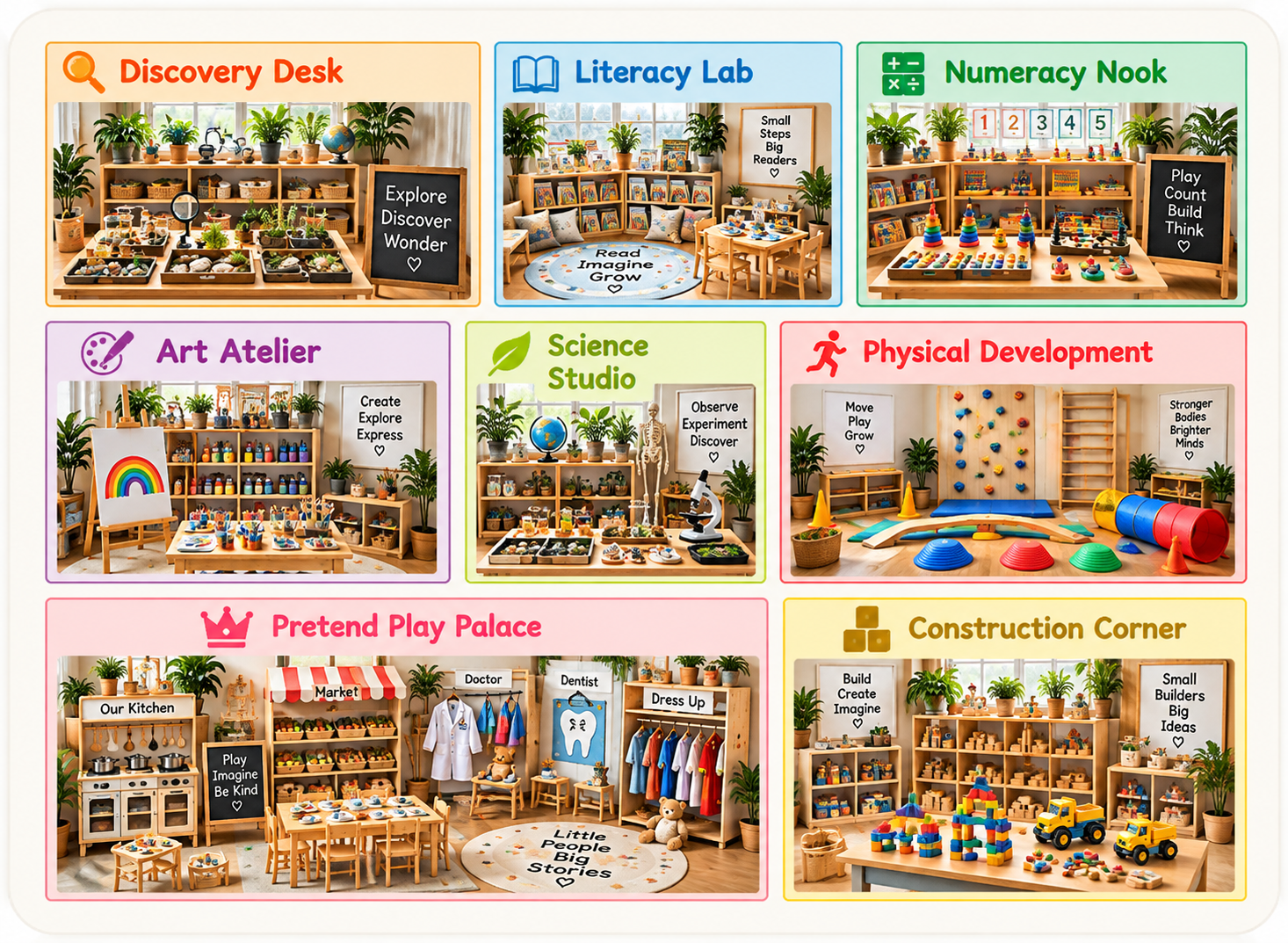 Diagram of the eight learning space zones